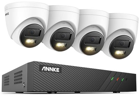 ANNKE Set di telecamere di sorveglianza 3K con 4 telecamere IP PoE da 3 K/5 MP, 8 CH CCTV NVR per registrazione 24/7, riconoscimento delle persone e riconoscimento del veicolo, accesso remoto, visione
