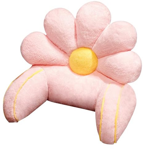 XLDZ Fellkissen mit Blumendesign und Armstütze, waschbarer Bezug für Bettruhe, Entspannen, Fernsehen und Gaming (Rosa, 65 x 45 cm)