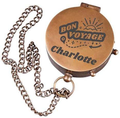 polar-effekt Messingkompass in Bronze mit personalisierter Gravur - Geburtstagsgeschenk für Freunde & Familie - Kompass zum Wandern & Camping - Mit Metallkette