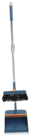 JEWEDECO Stainless Steel Broom Dustpan Multi-use Indoor Outdoor Cleaning Strong Handle Dustpan Brush