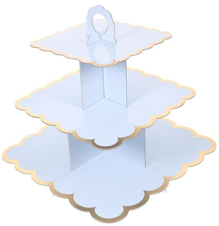 CHICAMPERA Disposible Paper Cake Stand Gold Foil Cake Support for Birthday Wedding Multi-function Dessert Holder