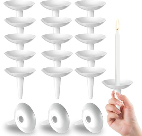 Plastic Candle Holders‌ Reusable 100 pcs Taper Candle Holders Bulk Hand held Church Shabbat Candle Drip Protectors for Vigil Memorial Congregational Wedding Meditation Candle Drip Catcher
