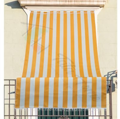 Tata Home Tenda da Sole a Righe per Balcone Veranda e Terrazzo con Anelli e Ganci Tessuto Resistente da Esterno Lavabile Misura 140x250 cm Colore Giallo