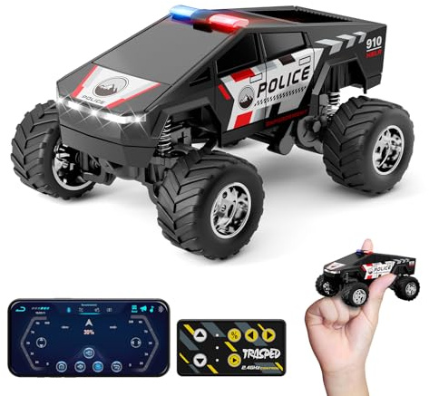 SOONYANG Remote Control Car,APP Controlled 1:64 Scale Mini RC Truck | Alloy Body with LED Lights, 2.4GHz & Phone RC Car | Speed/Steering Adjustable Monster Truck Toys, Gift for Boys Girls & Adults