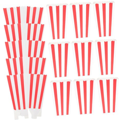 DECORNIJIA 50 Stück Popcornboxen aus Papier Streifenmuster Snackbehälter für Partys Kino Veranstaltungen Popcorn Organizer für Geburtstagsfeiern und