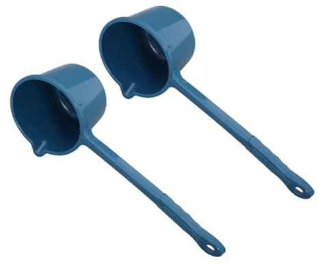 Amosfun Louche à Eau à Long Manche Bleu, Louche De Bain En Plastique Avec Bec Verseur Anti-éclaboussures, Ergonomique, Multifonction Cuisine Et Salle De Bain, Lot De 2 Pièces