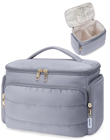 WANDF Neceser de Viaje Grande, Bolso de Maquillaje de Apertura Amplia con Asa, Bolso Cosmético Hinchado para Toallas, Cosméticos, Accesorios y Elementos Esenciales para Mujeres