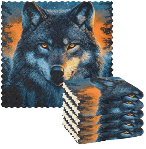 Mnsruu Microfibre Cleaning Cloths Wolf Reusable Dish Cloths for Washing Up 6 Pack Swedish Dishcloth Microfibre Cleaning Towels Washable Duster Rags Cloth Home
