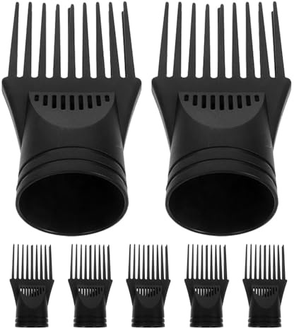 Pettine Beccuccio Phon per Chioma 7 Pezzi Nero Plastica | Uso On The Go e Hairdressing, Flusso Efficiente e Asciugatura Rapida, Stile Versatile