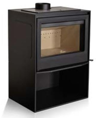 ESTUFA DE ACERO A LEÑA CON PUERTA DE HIERRO FUNDIDO MODELO MARTINA L 14KW