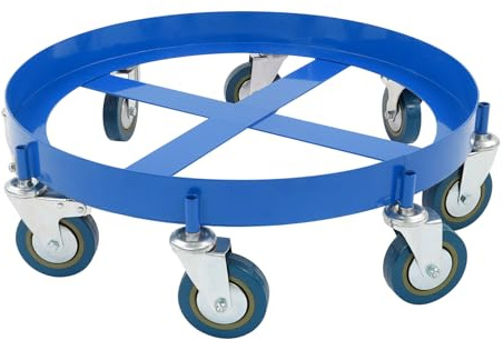 Drum Dolly 200L Steel Frame 2000lbs Capacity Cross Base | Heavy Duty Barrel Dolly Cart with 8 Wheels (2 Brakeable)