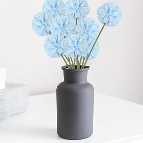 Eawfgtuw Ramo de bolas de crisantemo artificial, 12 piezas/10 piezas de flores de seda de 32 cm de altura para el hogar, estante de mesa, boda, fiesta, arreglo, decoración en blanco, azul, verde, rosa