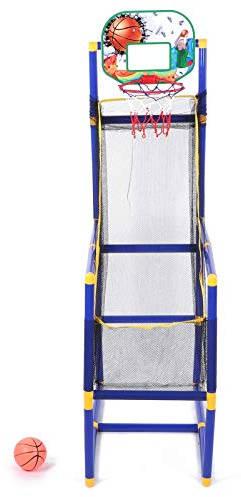 Fdit Soporte de Baloncesto para Niños con Tablero Trasero de Red para Jugar en Interiores y Exteriores, Base Estable Que Evita el Desplazamiento Lateral, Material de PU, Saludable y Seguro (Pequeño: