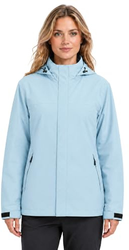 Modvibe Impermeable Femme Imperméable Extérieur Portable Coupe Vent Femme avec Capuche Amovible Veste Imperméable Femme pour la randonnée et le camping