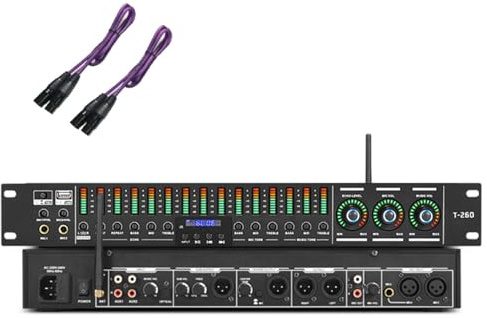 Audio Digital Equalizer, Professioneller Pre-Stage Effector mit Bluetooth und USB, Anti-Heulen, Unabhängiges Mikrofon und Musikanpassung für Events