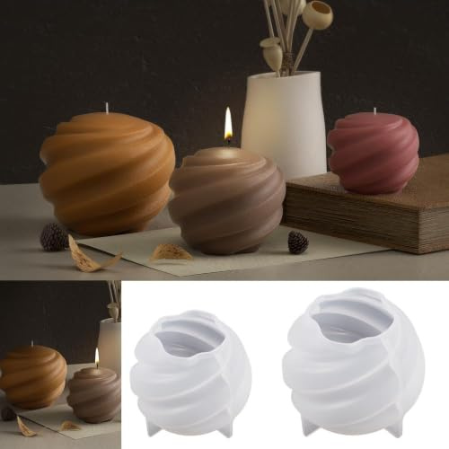 2 Pezzi Stampi per Candele in Silicone Forma a Spirale 3D