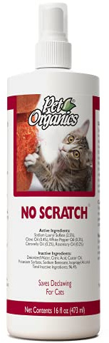 NaturVet Pet Organics No Scratch Spray for Cats – Pet Training Spray to Discourage Clawing, Cat Scratching – Safe for Carpet, Furniture, Drapes, Fabric – cGMP Compliant – 16 Oz.