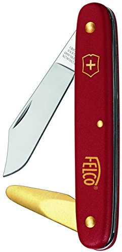 FELCO All Purpose Budding Knife Knife Model 39110 32mm Brass Bark Opener 51mm Stainless Blade Nurseries Gardening Grafting Forestry Planting Olive Grove Vine Yard Made in Switzerland