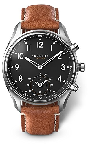 KRONABY Uhr Smart Herren Hybrid aus Edelstahl und Leder Braun | Analog-Smartwatch, Wasserdicht 10 ATM S0729/1, Musiksteuerung, Schrittzähler, Anrufbenachrichtigung und -ablehnung, Apex