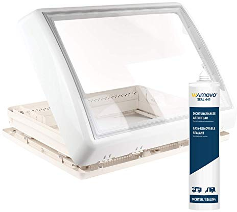 Dometic Midi Heki 70 x 50 cm pour toit d'épaisseur 30-34 mm avec ventilation forcée + mastic Dekalin pour caravane ou camping-car