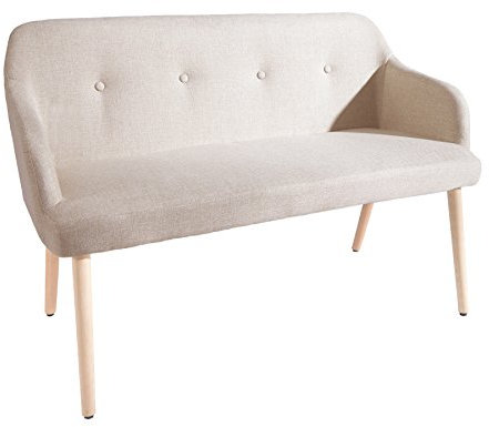 invicta INTERIOR Sitzbank Scandinavia Natur mit Armlehne Bank Buche Gestell im Retro Trend