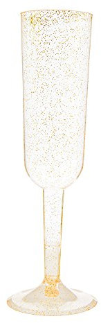Unique Party - Flautas de Champán de Plástico - Color Oro Brillo - Paquete de 4 (63651)