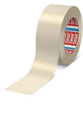 Tesa 4330 Masking Tapes with Oven Paint, Paper Holder, Natural Rubber Masking Adhesive, 175μm, 50 m x 25 mm, Transparent, Pack of 72 Pieces