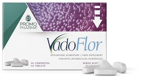 Vado Flor - Integratore Probiotico con Fermenti Lattici per Equilibrio della Flora Intestinale, Disbiosi e Stitichezza - Con Lactobacillus Acidophilus, Malva e Cassia - 30 Compresse