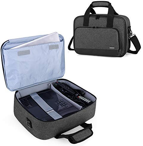 Luxja Borsa per Videoproiettore con Custodia per Laptop, Borsa per BenQ, Optoma, Epson e Acer Proiettore, Custodia per Proiettore e Accessori, 39.4 CM x 28 CM x 13.5 CM, Nero