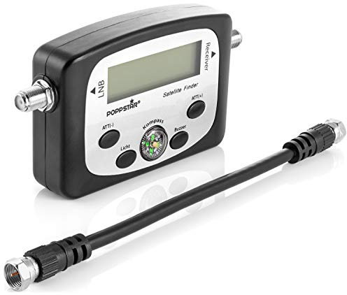 Poppstar Medidor Señal Antena TV (Satellite Finder Digital, alineación precisa de la Antena parabolica) con Cable de conexión 19,5 cm