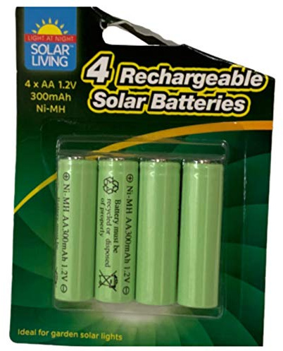 Lot de 4 piles solaires rechargeables AA 300 mAh 1,2 V Ni-MH pour lampes de jardin 8 Pack