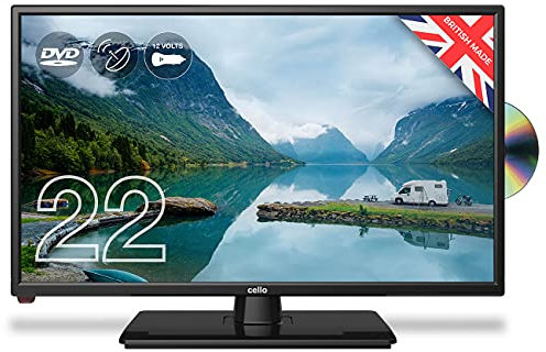 Cello ZRTMF0222 12 Volt 22 inch Full HD LED Travel TV, Built-in DVD Player, Freeview HD, Satellite Receiver, HDMI, USB 2.0, Record Live, Small TV for Campervans & Motorhomes