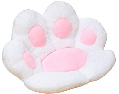 HFDHD Gefüllte Katzenpfoten-Kissen-Sitzkissen, Katzenpfoten-Form Lazy Sofa Bürostuhlkissen, niedliche Cartoon-Sitzkissen-Sitzkissen für das Home Office S White