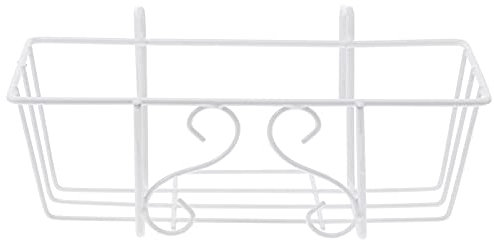 HEMOTON Hängende Blumentopfhalter Eisen Kunst Körbe Weiß Blumentopf Halterung zum Aufhängen Pflanztopf Blumenkasten Aufhänger Hängende Pflanzen Halter Balkon Zaun Wand Garten
