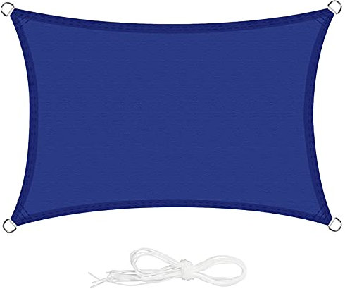 ERPENG Sonnensegel Sonnenschutz 3x7m Wetterfest,95% UV Schutz Balkonverkleidung mit Seilen und Befestigungs Kit für Veranda, Außenbereich, Terrasse, Balkon, Blau