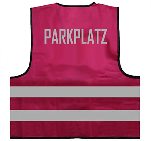 Mister Warnwesto Parkplatz Warnweste BZW. Signalweste mit reflektierendem Aufdruck - Größe S/M, Magenta