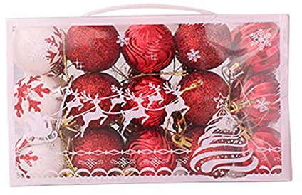 Bodhi2000 Glitzer-Weihnachtskugel-Anhänger, verformungsfest, Kunststoff, Rot, 30 Stück