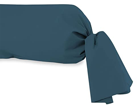 Soleil d'ocre, Taie de traversin, Coton 57 Fils, Bleu Canard, 45x185 cm