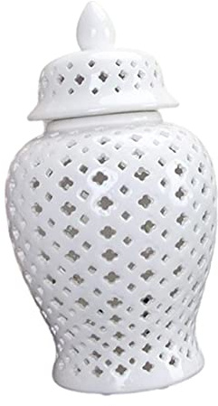 MagiDeal Pot de Gingembre en céramique Moderne Vase en porcelaine Pot avec Couvercle Artisanat Centre de Table pour salon Café Collection de Bureau
