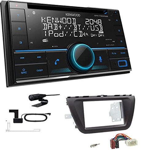 Kenwood DPX-7300DAB 2-DIN Autoradio mit Bluetooth Digitalradio DAB+ USB CD passend für Suzuki SX4 S-Cross ab 2013 schwarz