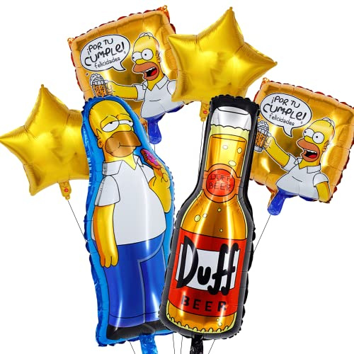 Philoctes 6 Stück Luftballon Kinder Geburtstag Kit, Luftballon Bier, Gelb Stern Ballons, Gelb Quadratischer Aluminiumballons, Große Größe Folienballons, für Kinder Geburtstag Party Dekoration