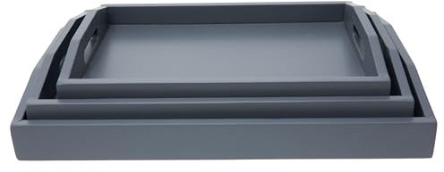 XZ-22115 Bandeja para Servir,Juego de 3 Bandeja Madera Rectangular con Mango,Material de Madera Robusta Natural (Negro)