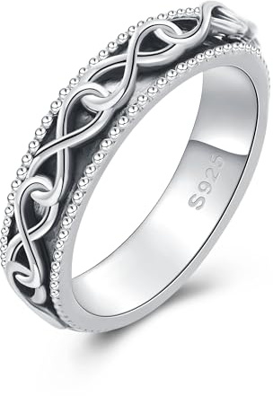 HUKKUN Fidget Ring Silber 925 Spinner Ring für Angst Frauen Stressabbau Elefanten Schmuck Geschenke für Frauen