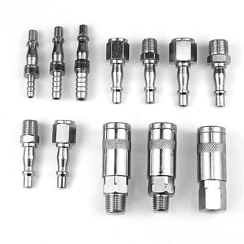 AKORD 12pcs Air Line Hose Compressor Fittings Connectors Quick Coupling Release Set Thread 1/4 3/8 BSP