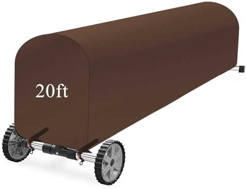 Woanger Heavy Duty Pool Solar Reel Cover Waterproof UV Resistant Inground Swimming Pool Solar Reel Roller Blanket(20 Ft,Coffee)