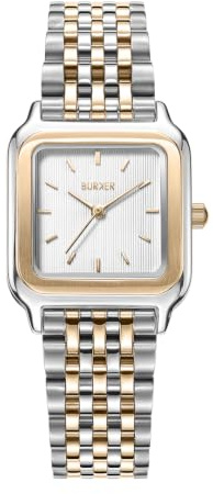 BURKER Damenuhr Macy | Quadratische Damen Armbanduhr Gliederarmband Edelstahl Analog Quarz 3-ATM Wasserdicht Geschenk für Frau, Freundin, Mama