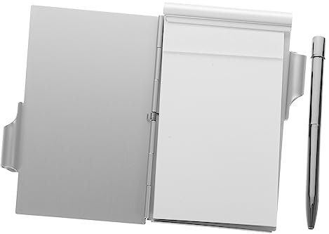 MAGICLULU Metall-notizblock Klein Mit Aluminium-kartenetui Und Stift Reißbare Memo-tabs Kompakter Planer Für Büro Schule Und Haushalt Handlich Für Einkaufsliste Und to-do-Listen Silberfarben