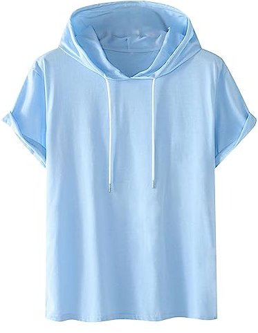 Top Verstellbare Träger Männer Einfarbig Basic Tee Baggy Kurzarm T Shirt Täglichen Tragen T Shirts Kordelzug Sommer Tops Sommer Kleidung Für Herren Tops (Blue, M)