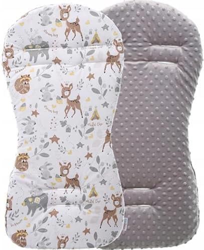 Baby Liner Pad Stroller Pushchair 71x35cm Dimple Insert Grey/Deer and Friends