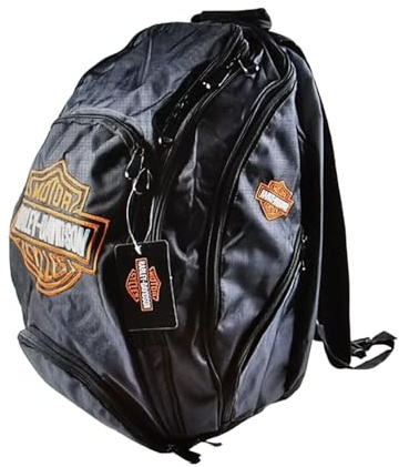 ZAINO TRACOLLA IN NYLON per Compatibile con HARLEY BACKPACK LOGO Compatibile con HARLEY BAR&SHIELD ARANCIONE CON TASCHE